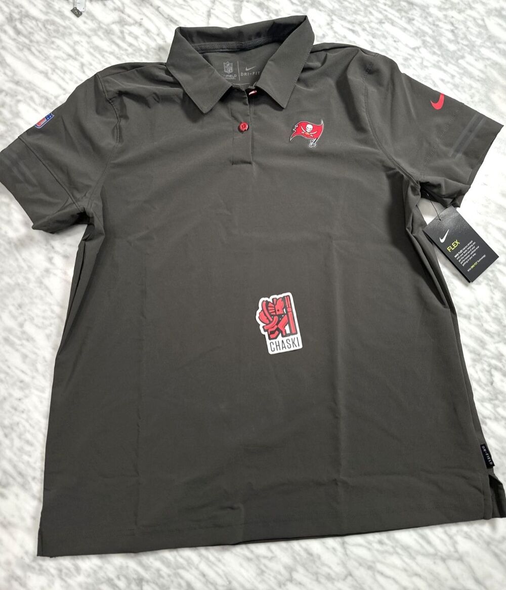 Nike NFL Tampa Bay Buccaneers Short Sleeve Polo Gray CW7431-211 Women large NEW